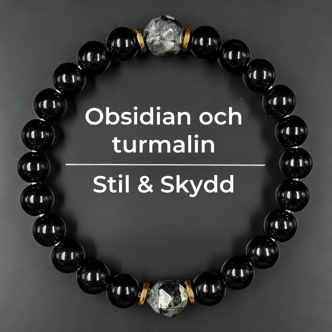 Autentiskt Skyddsarmband | Obsidian- och Turmalinstenar