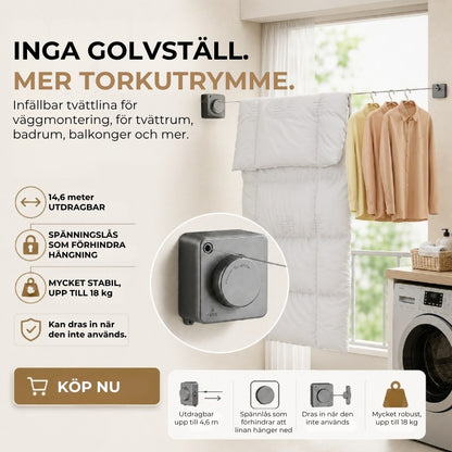 Platsbesparande tvättlina