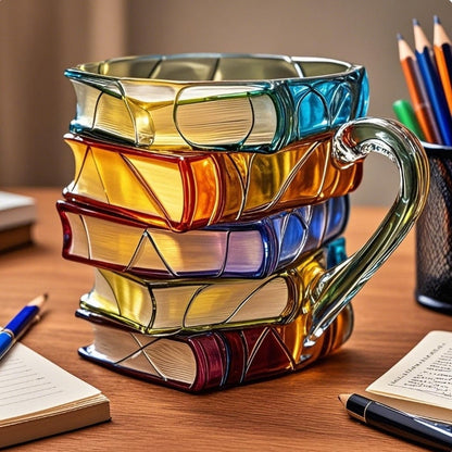 Handgjord mugg med bokdesign