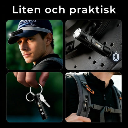 Kraftfull Mini-ficklampa med nyckelring och magnetisk fot