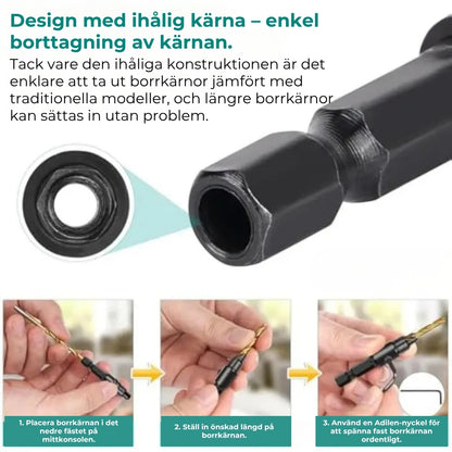 Set med precisionsborr för trä