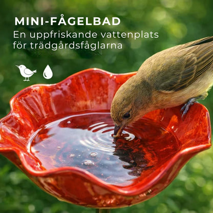 Handgjort fågelbad med form av en blomma