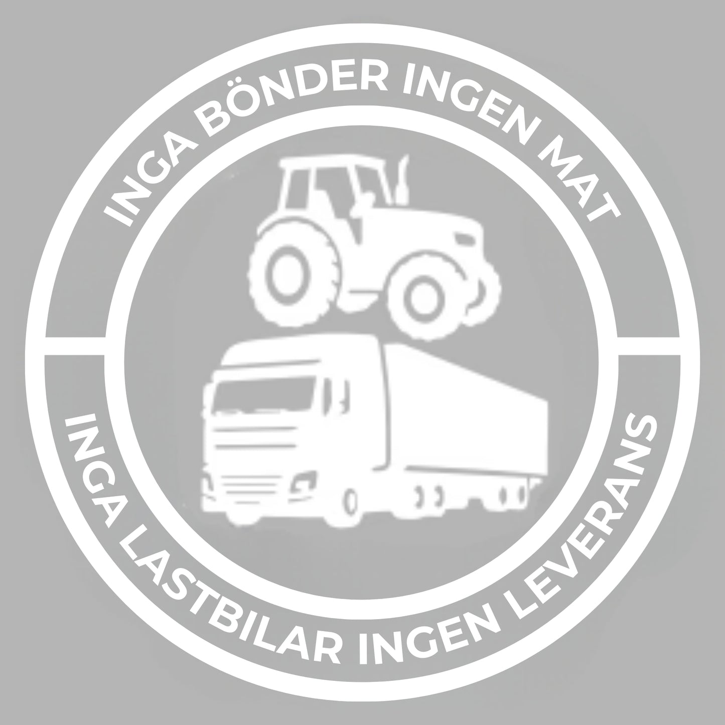 Klistermärke - INGA BÖNDER INGEN MAT (140 mm)