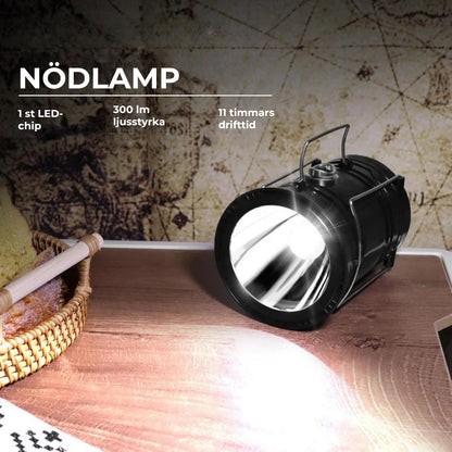 Solcellsdriven campinglykta och ficklampa med USB-anslutning