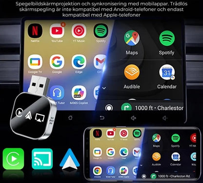 CarPlay V3 - Trådlös adapter för telefon