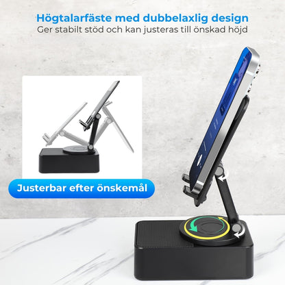 3-i-1 hopfällbar högtalare med inbyggd powerbank