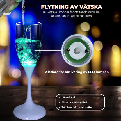 Glas för vin och champagne med LED-belysning