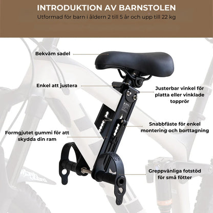 Frontmonterad barnstol för cykel