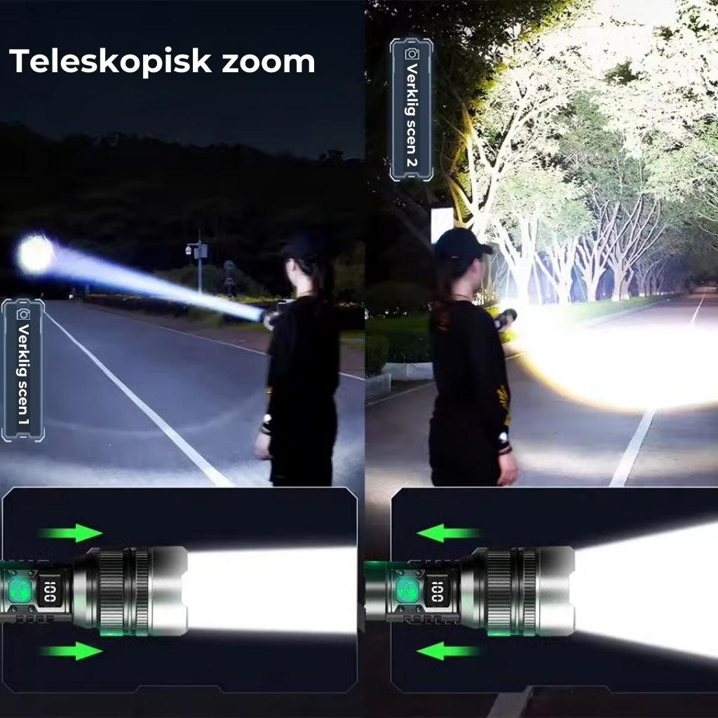 StormBeam Teleskopisk ficklampa med Powerbank