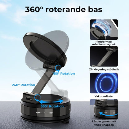Magnetisk sugkopp – 360° telefonhållare med vakuumlås