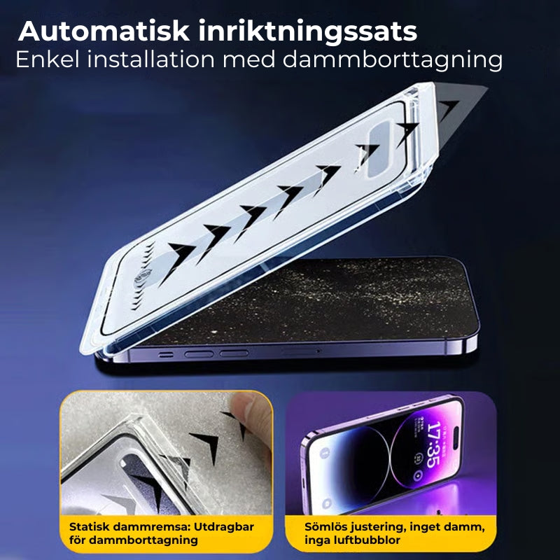 iPhone säkerhetskit – Dammfri härdad skärmfilm