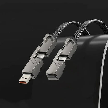 4-i-1 platt flätad anti-knot laddningssladd