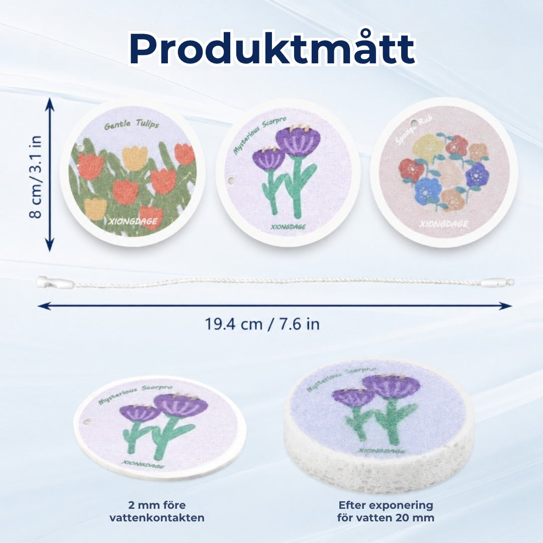 Absorberande svamp av Trämassa med blommönster – 5 stycken
