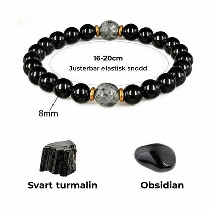 Autentiskt Skyddsarmband | Obsidian- och Turmalinstenar