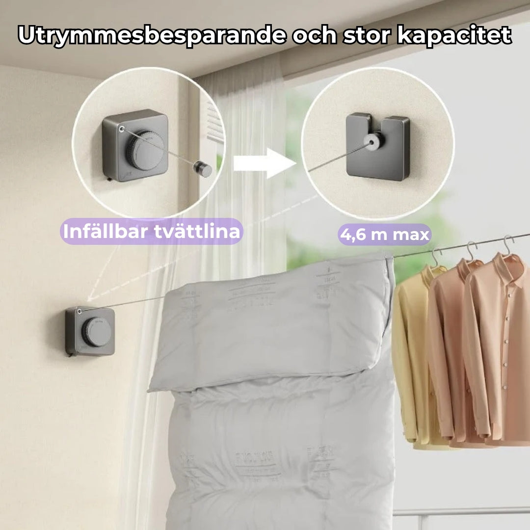 Platsbesparande tvättlina