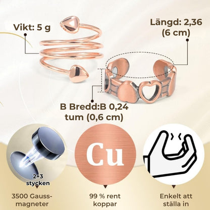 Wellnessring i koppar | Magnetisk och Justerbar