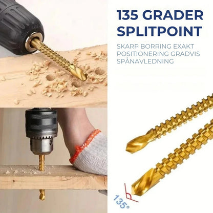 Sats med titanbelagda borrkronor