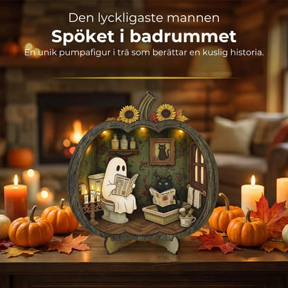 Halloween-dekorationer av trä i form av pumpor