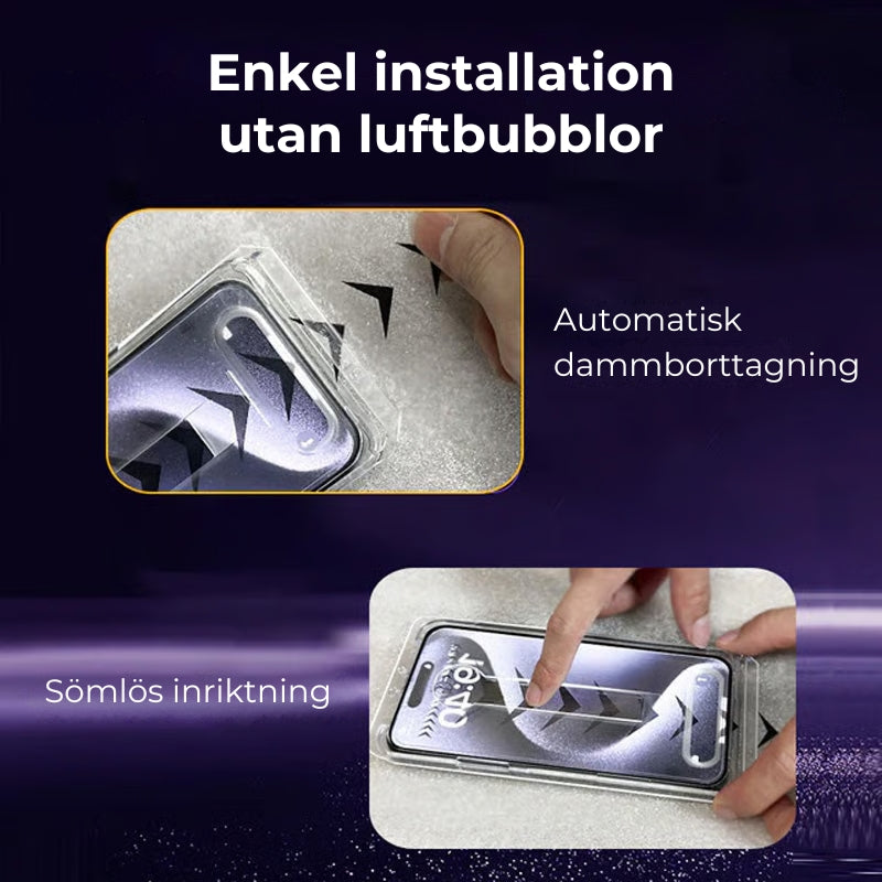 iPhone säkerhetskit – Dammfri härdad skärmfilm