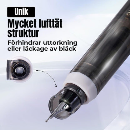 Reservoarpenna - 0,38 mm, blå och svart bläck, inkl. 5 refillbara bläckpatroner