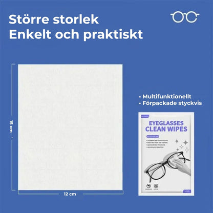 Smarta Rengöringsservetter för Glasögon  (100 stycken)