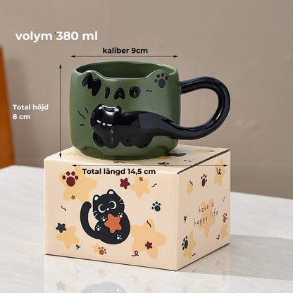 Stapelbara Kattmuggar i keramik