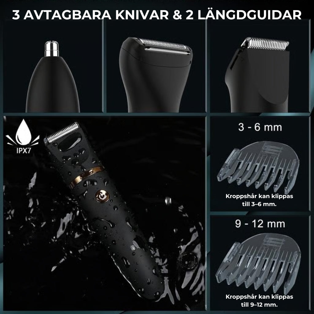 3-i-1 elektrisk kroppstrimmer för män