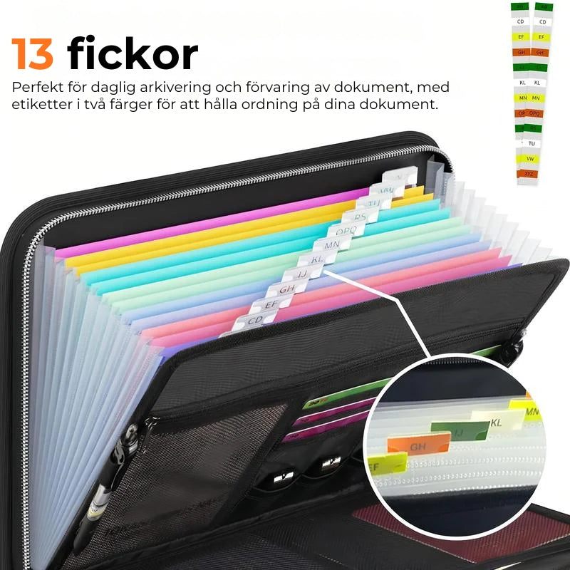 Brandsäker Dokumentväska (12 fickor)