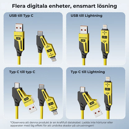 4-i-1 snabbladdningskabel med fjäderdesign