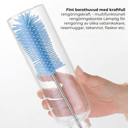Rotationsborste av silikon för flaskor och glas