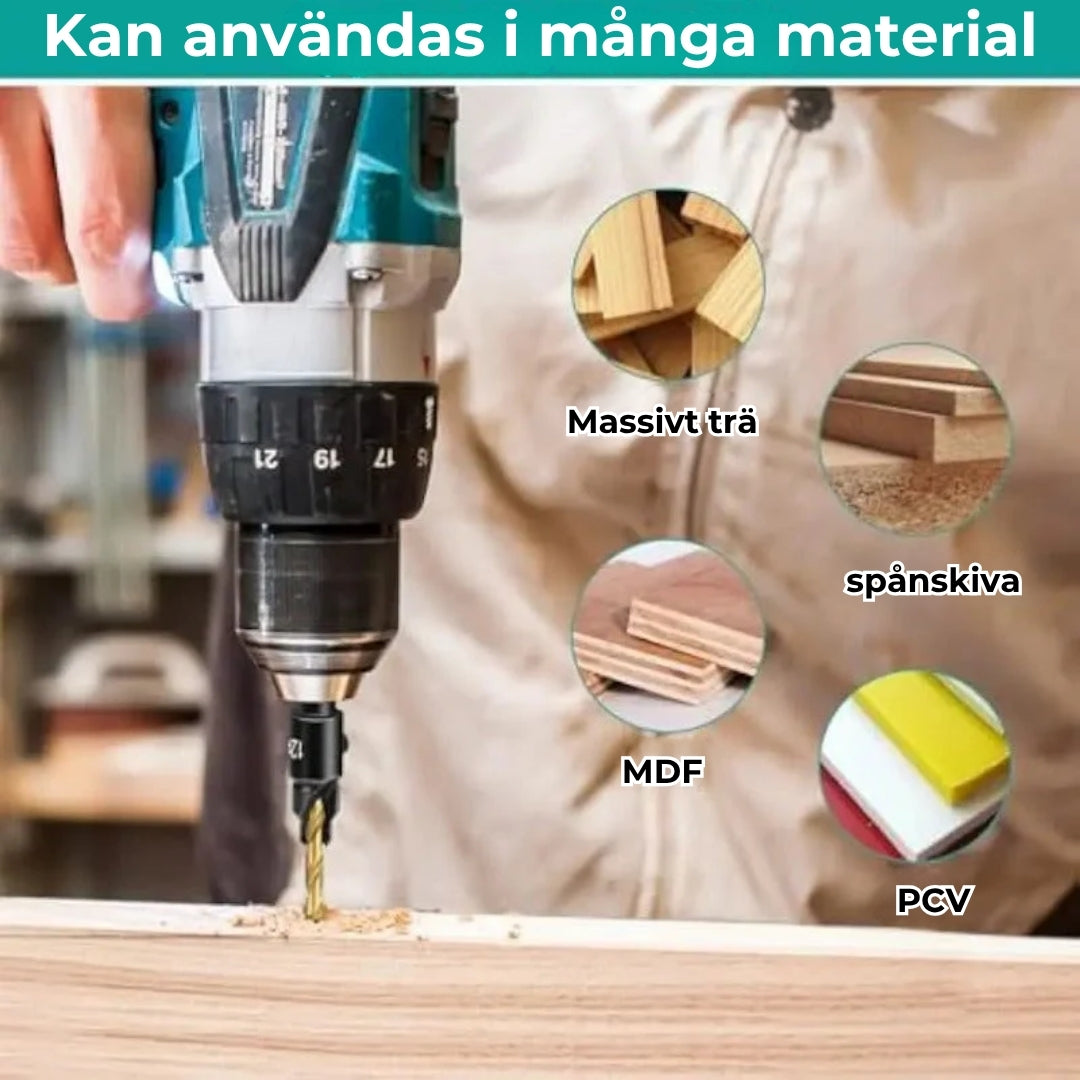 Set med precisionsborr för trä