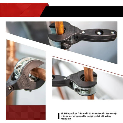 3-delad rörskärare med rattmekanism