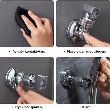 Justerbar duschhuvudshållare med sugkopp