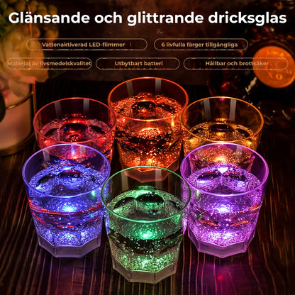 Glas för vin och champagne med LED-belysning
