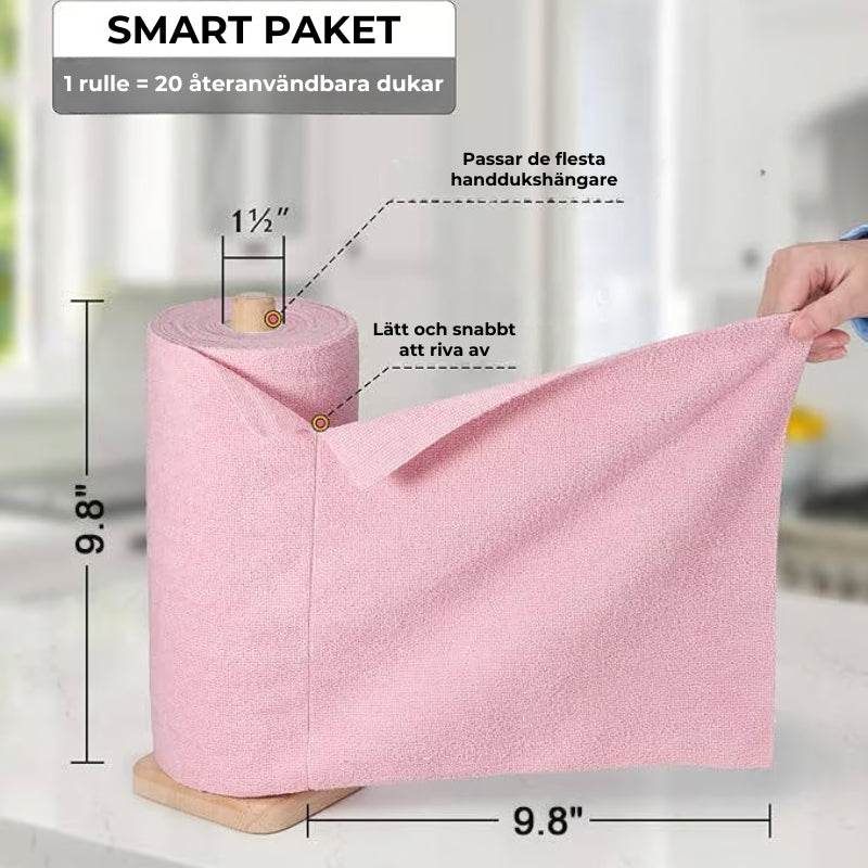 ♻️ Återanvändbara mikrofiberhanddukar på rulle (20 st)