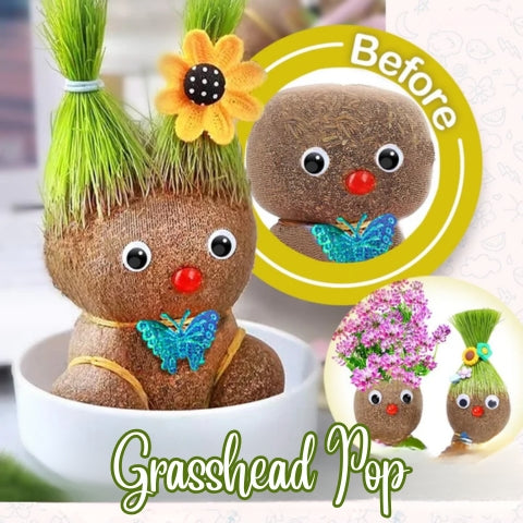 MR GRASSHEAD - docka med gräs eller blomhuvud