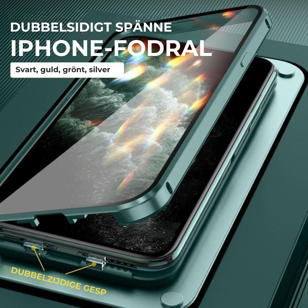Dubbelsidigt iPhone-fodral med extra spänne