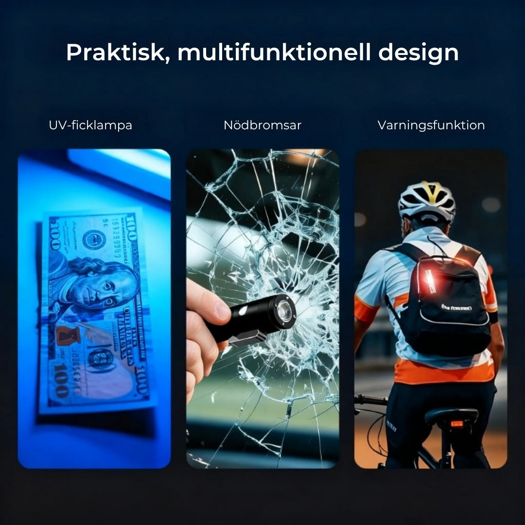 Kraftfull Mini-ficklampa med nyckelring och magnetisk fot