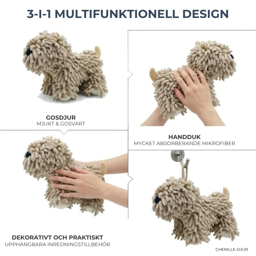 Söt hund-handduk i mikrofiber