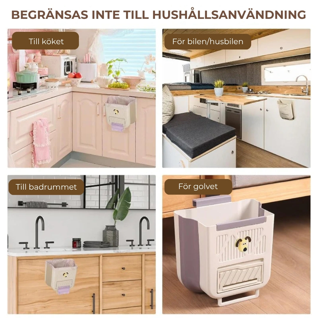 Platsbesparande hopfällbar papperskorg