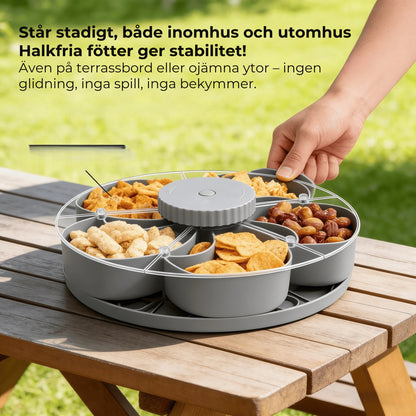 Snacksfat med 5 fack och vridbar bas