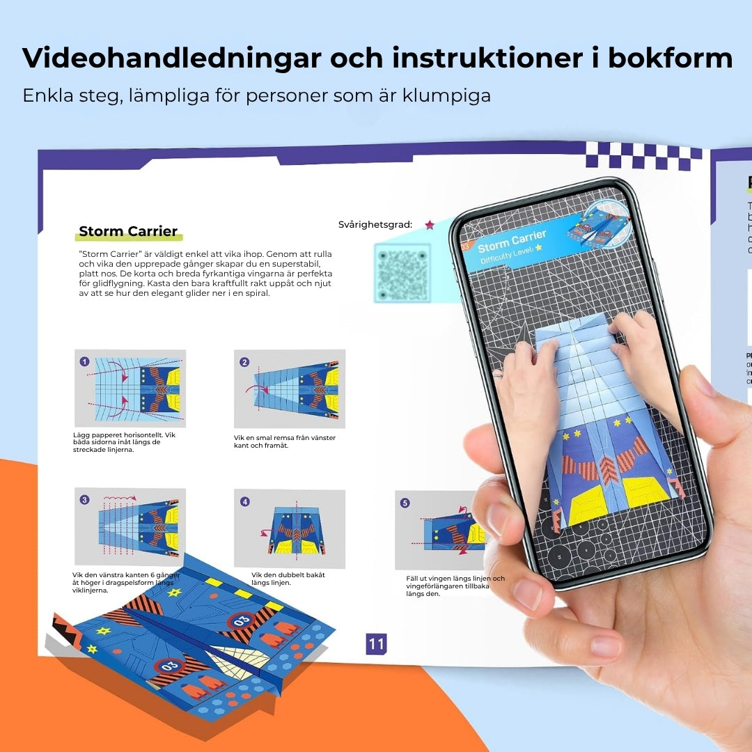 Roliga pappersflygplan att göra själv – set med 16 stycken
