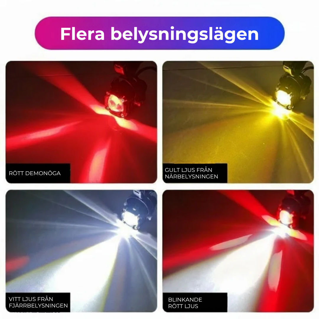 LED-cykelbelysning med dubbla ljusstrålar