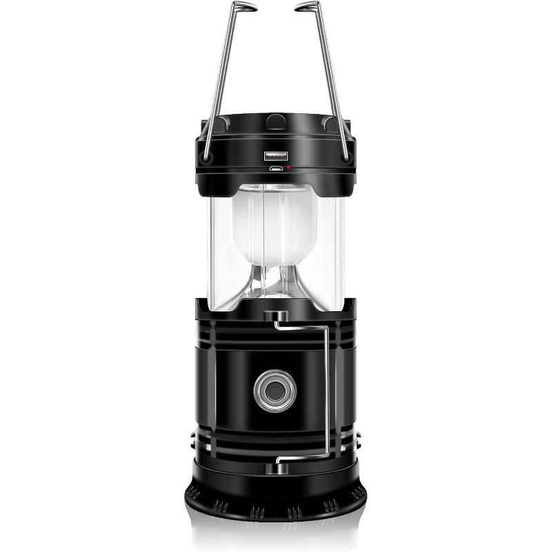Solcellsdriven campinglykta och ficklampa med USB-anslutning
