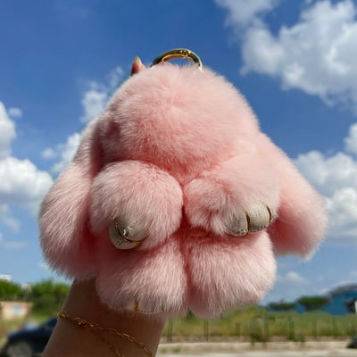 Handgjorda Nyckelring - Bunny PomPom