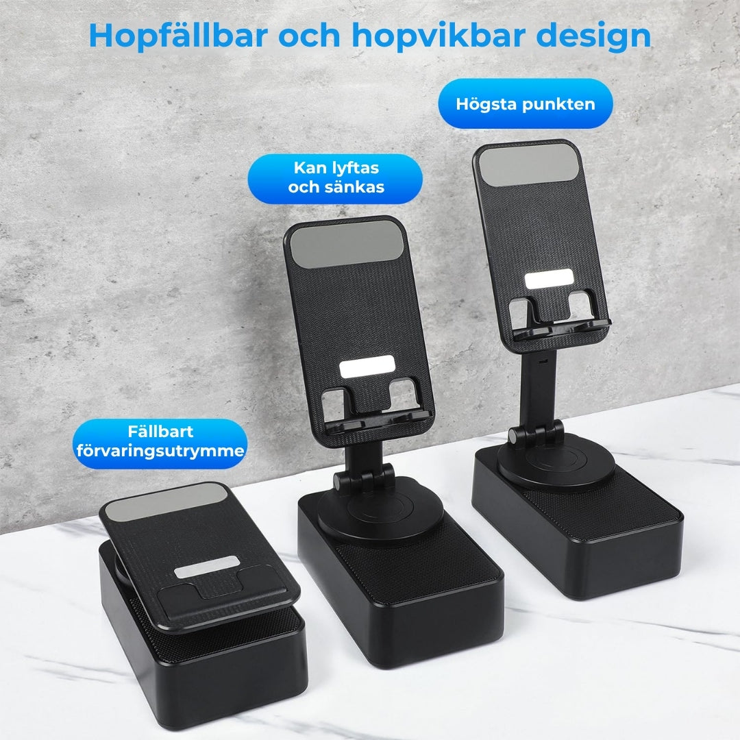 3-i-1 hopfällbar högtalare med inbyggd powerbank