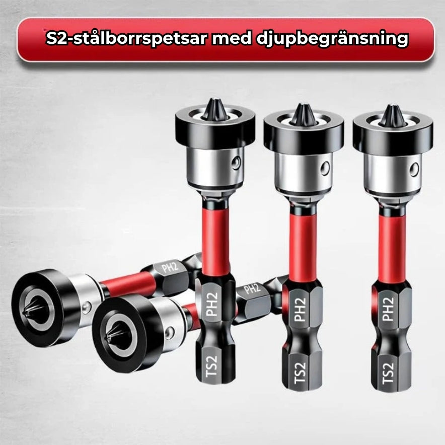 Magnetiska S2-stålborr med djupbegränsare