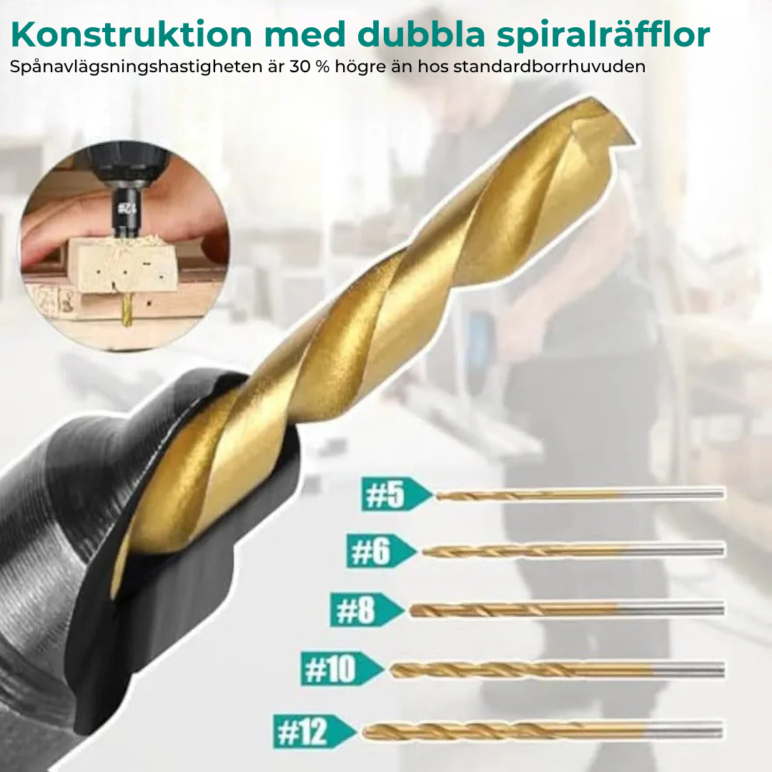 Set med precisionsborr för trä