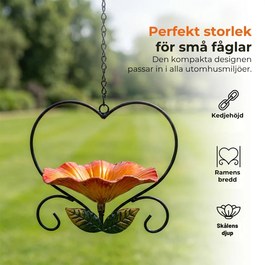Hängande fågelmatare med blommönster
