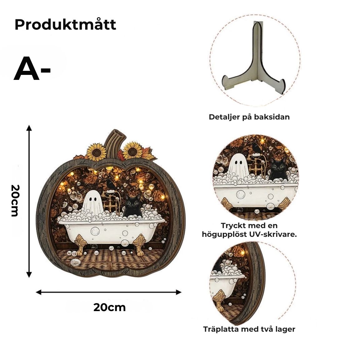 Halloween-dekorationer av trä i form av pumpor